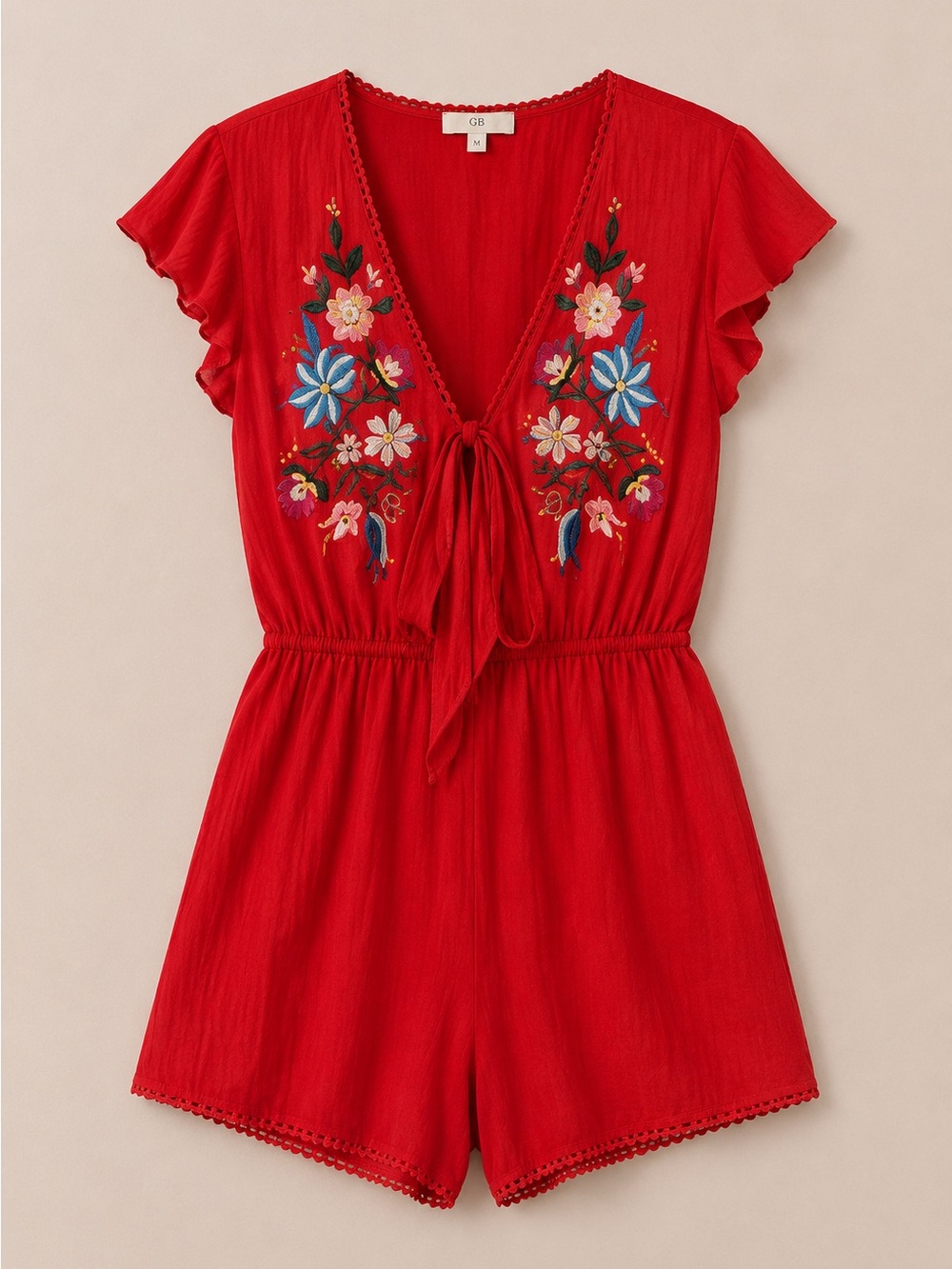 GB red with embroidery romper size medium